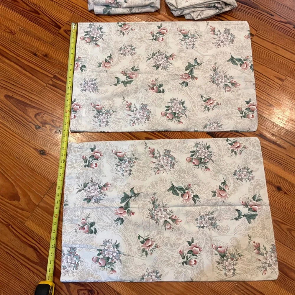 Vintage Cannon Royal Family Double Sheet Set Floral Paisley Pink Blue 4pc USA